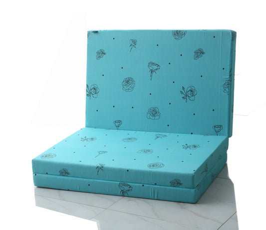 Foldable Mattress- Aqua Abstract Flower Protectors Apricot