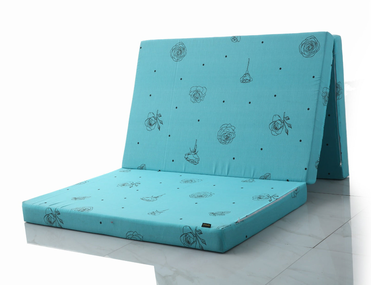 Foldable Mattress- Aqua Abstract Flower