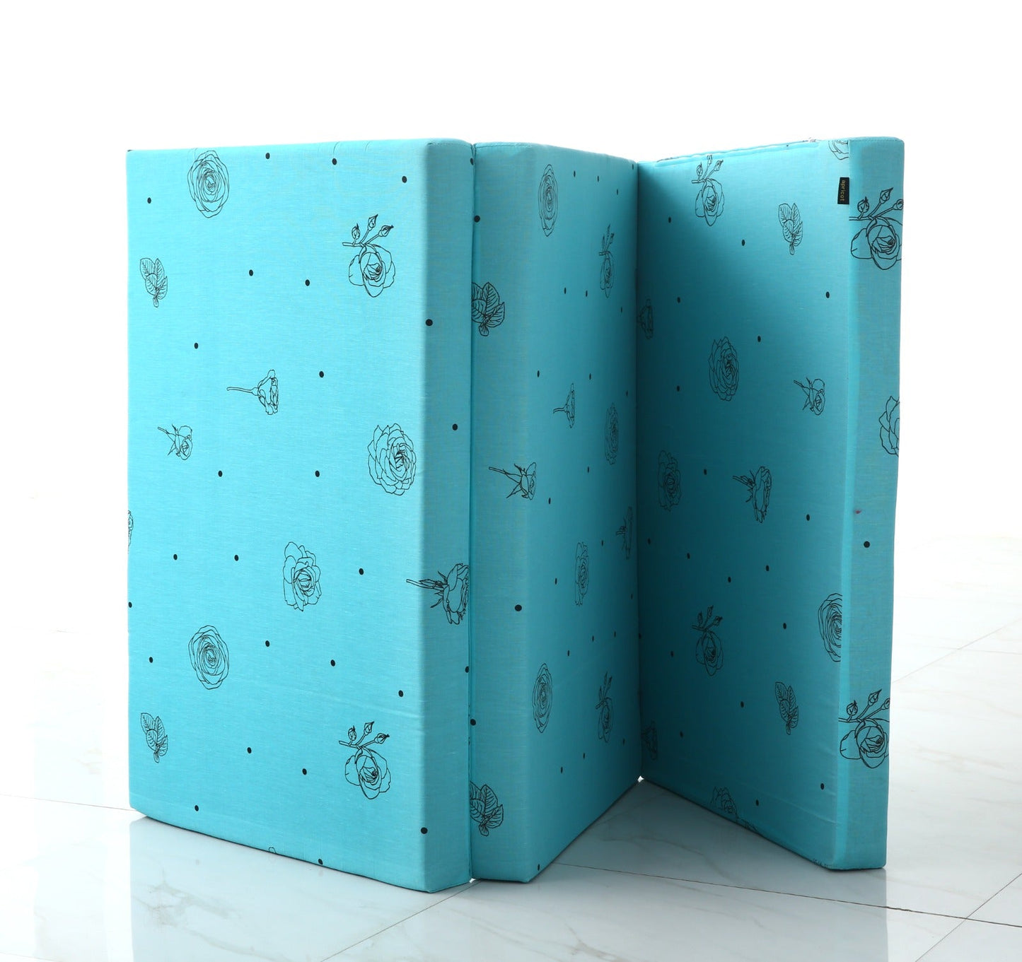 Foldable Mattress- Aqua Abstract Flower
