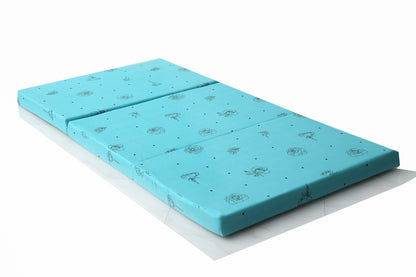 Foldable Mattress- Aqua Abstract Flower