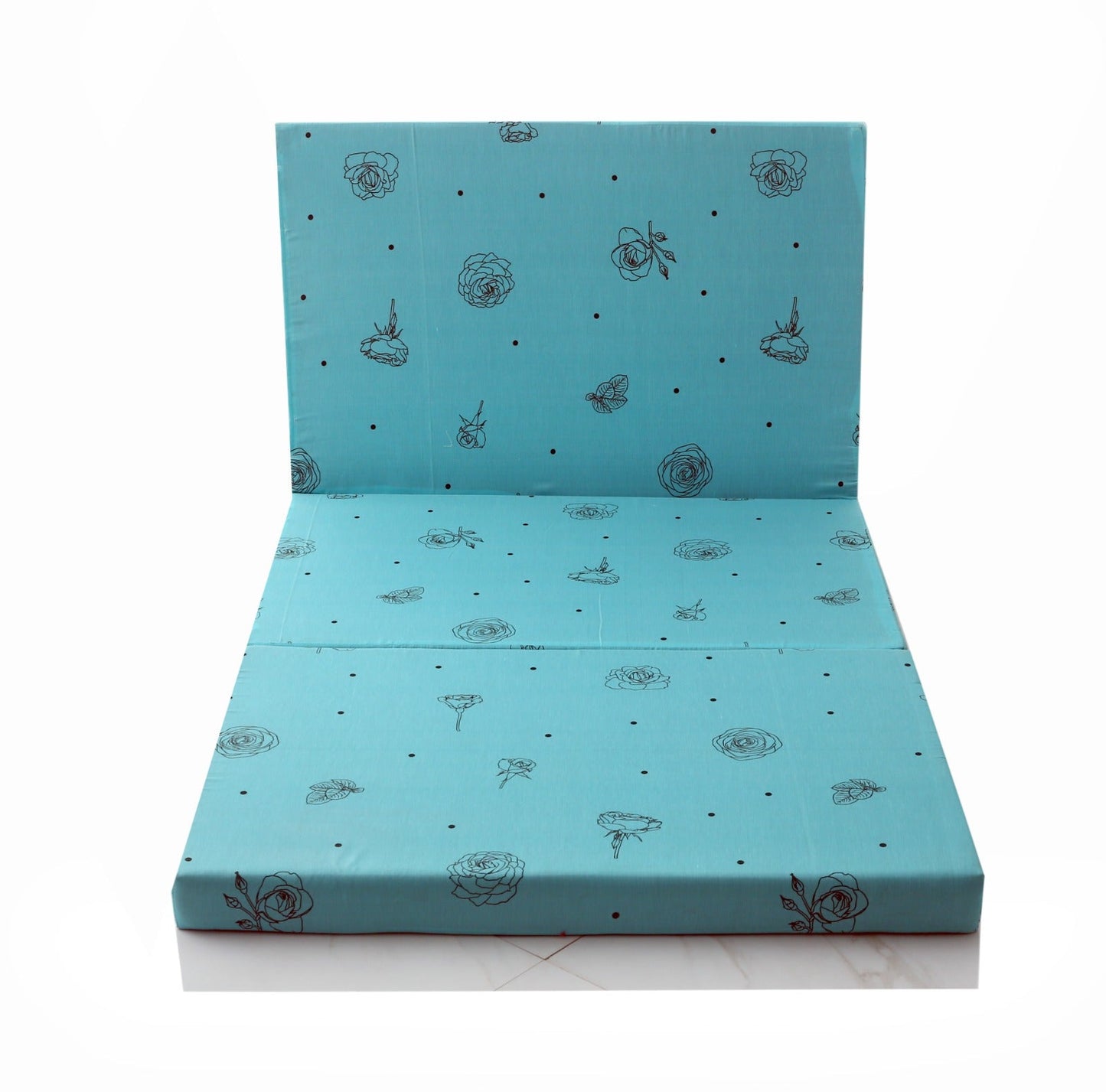 Foldable Mattress- Aqua Abstract Flower