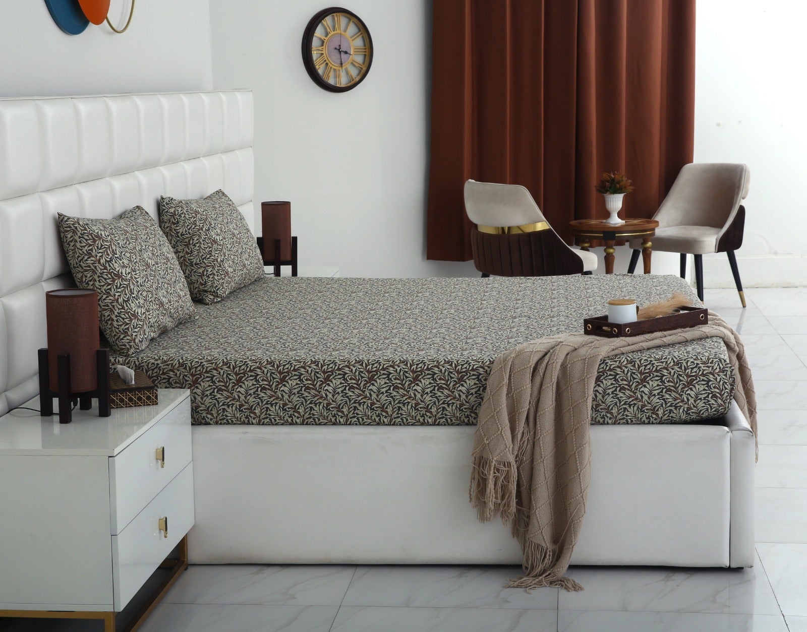Fitted Bed Sheet- Brown Jewel Fitted Sheets Apricot
