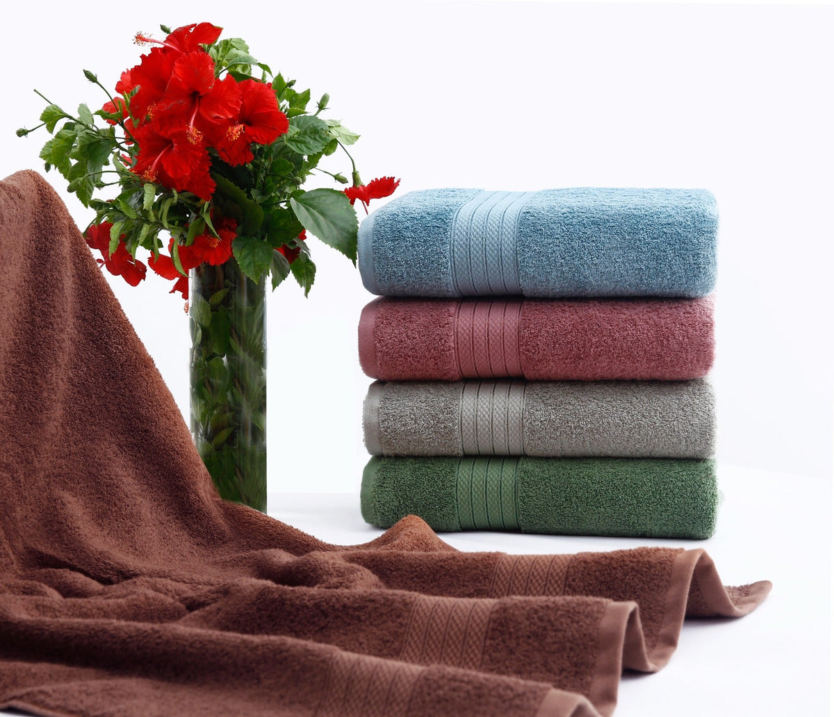 1 PC 100% Cotton Towel (16079)- Dessert Sage Bath Towels & Washcloths Apricot