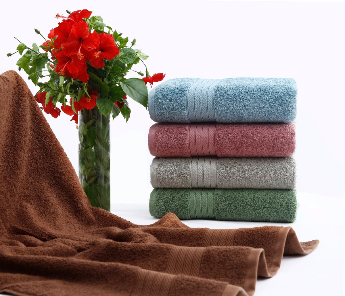 1 PC 100% Cotton Towel (16078)- Storm Blue Bath Towels & Washcloths Apricot