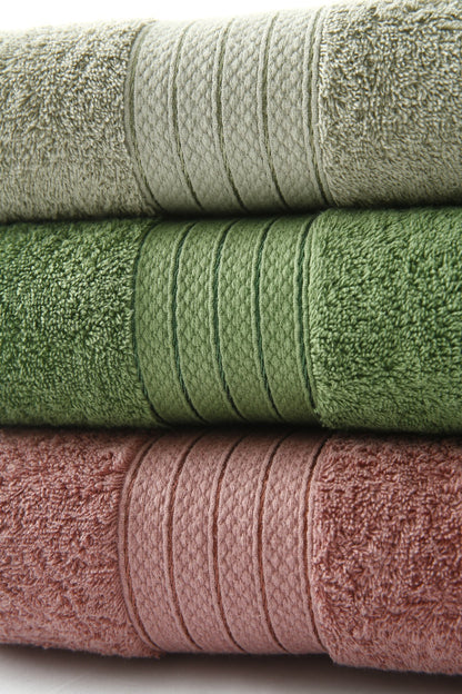1 PC 100% Cotton Towel (16079)- Dessert Sage Bath Towels & Washcloths Apricot