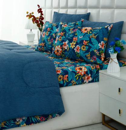 8 PCs Premium Winter Razai Set- Tropical Tide Comforters Apricot