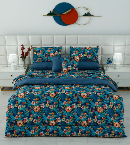 8 PCs Premium Winter Razai Set- Tropical Tide Comforters Apricot