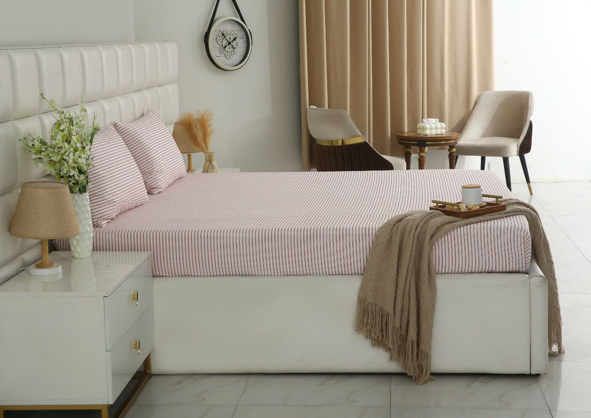 Fitted Bed Sheet- PFT0293 Fitted Sheets Apricot
