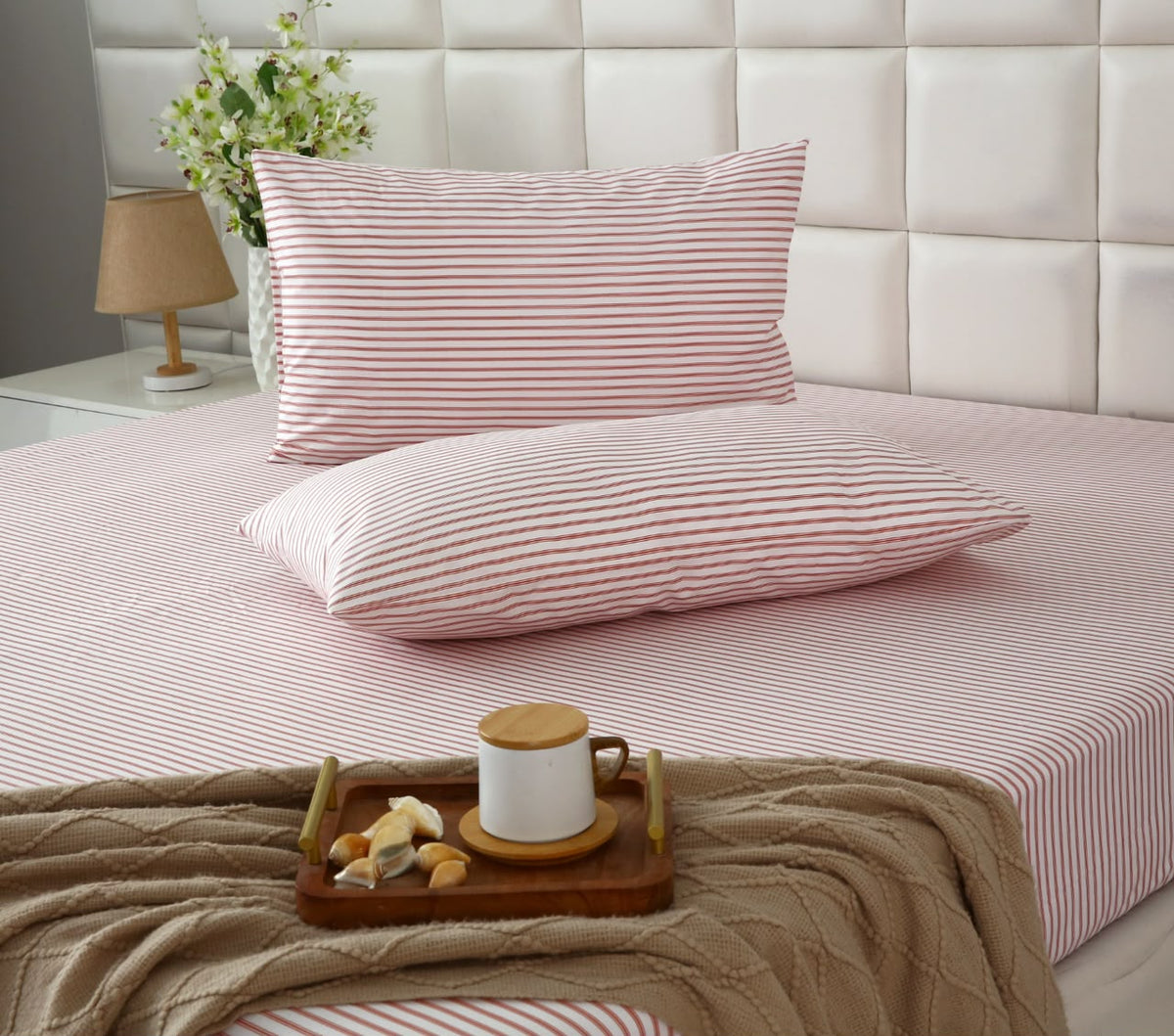 Fitted Bed Sheet- PFT0293 Fitted Sheets Apricot
