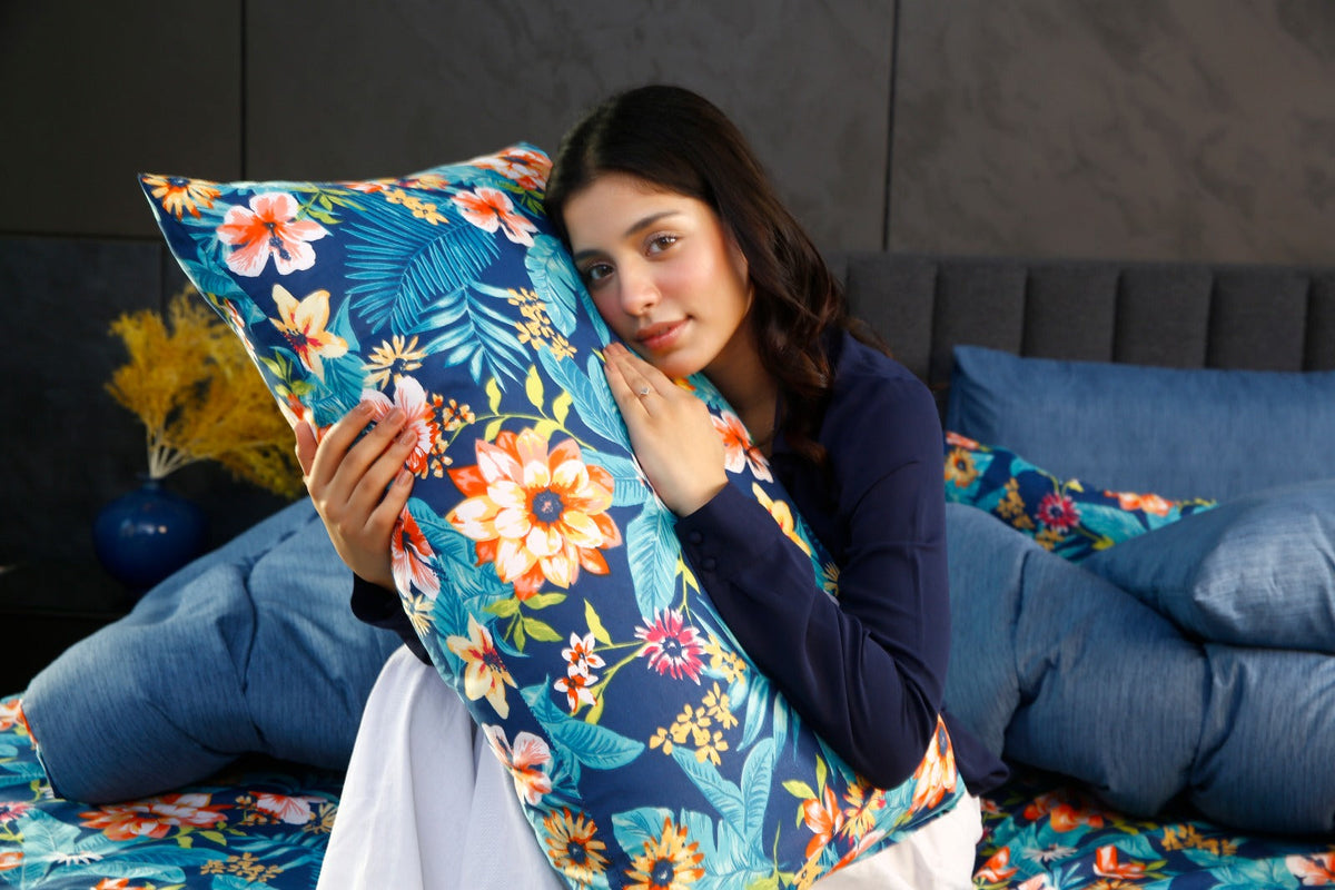 8 PCs Premium Winter Razai Set- Tropical Tide Comforters Apricot