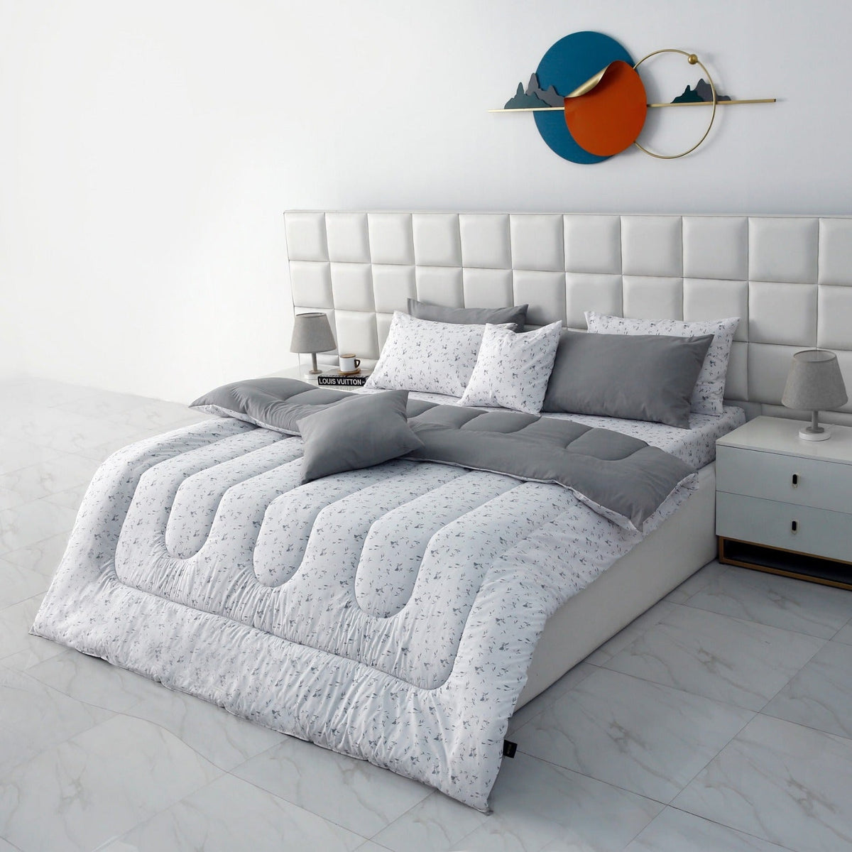 8 PCs Premium Winter Razai Set- Silver Spring Comforters Apricot