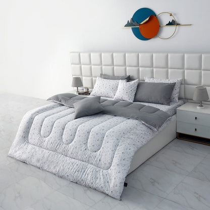 8 PCs Premium Winter Razai Set- Silver Spring Comforters Apricot