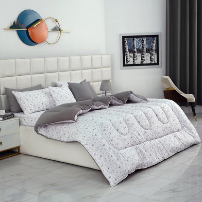 8 PCs Premium Winter Razai Set- Silver Spring Comforters Apricot