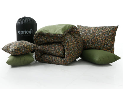 8 PCs Premium Winter Razai Set- Olive Grove Comforters Apricot