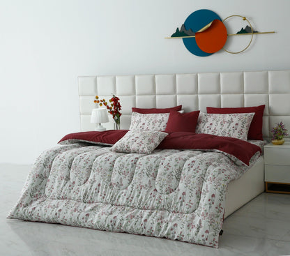 8 PCs Premium Winter Razai Set- Ruby Meadow Comforters Apricot