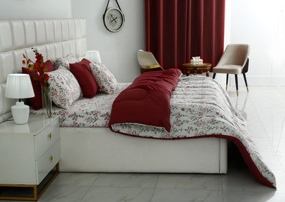 8 PCs Premium Winter Razai Set- Ruby Meadow Comforters Apricot