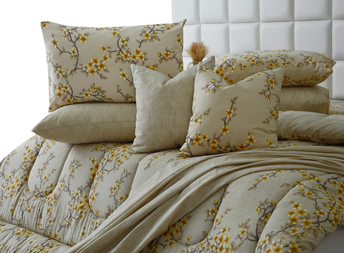 5 PCs Single Razai Set- Primerose Comforters Apricot