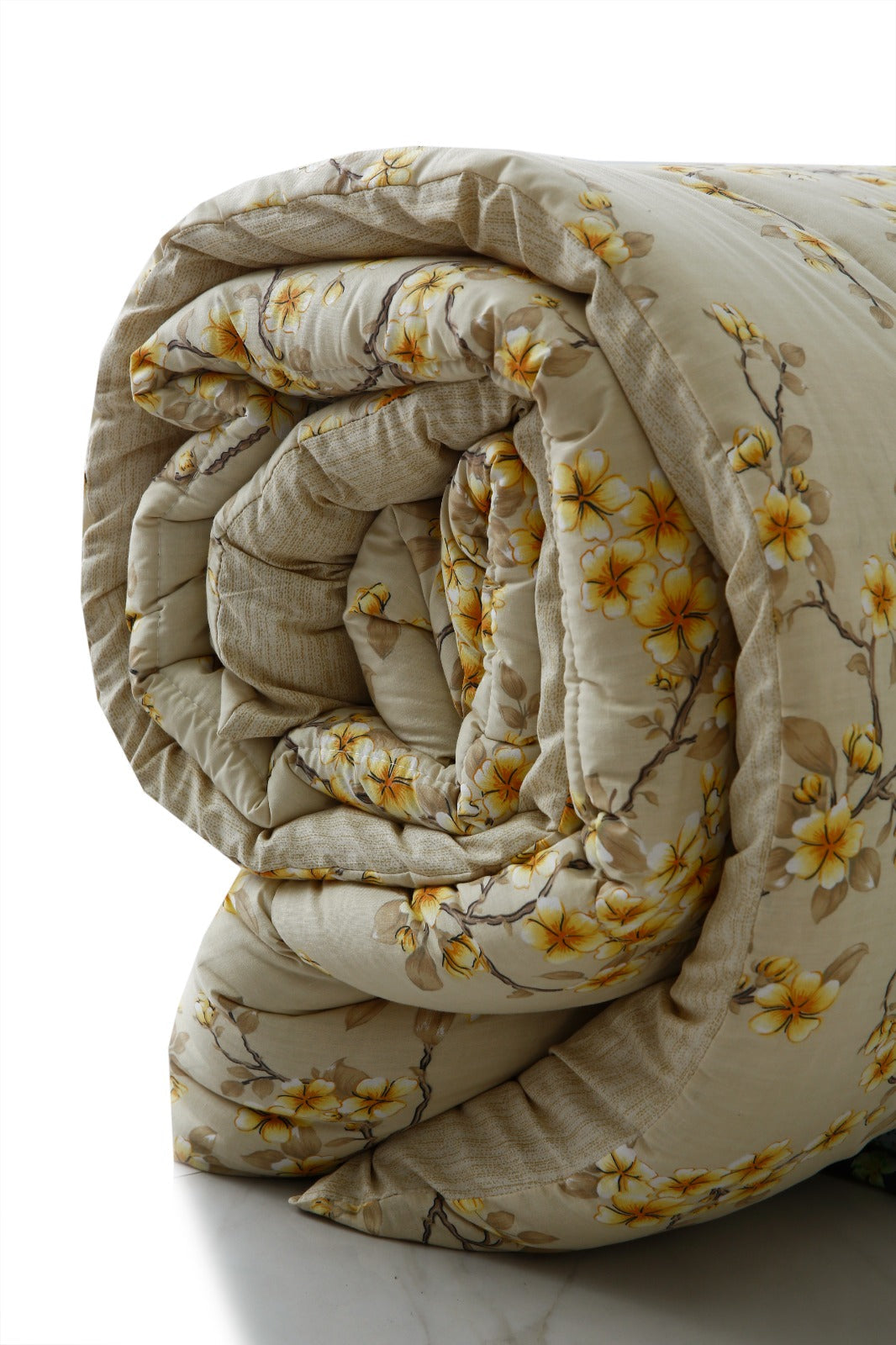 5 PCs Single Razai Set- Primerose Comforters Apricot
