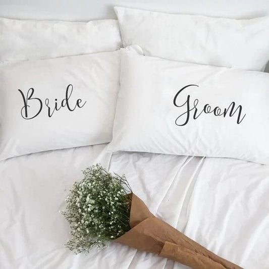 2 PCs Digital Printed Couple Pillow-Bride/Groom cushions Apricot