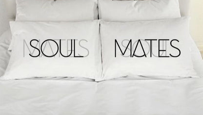 2 PCs Digital Printed Couple Pillow-SOUL/MATES cushions Apricot