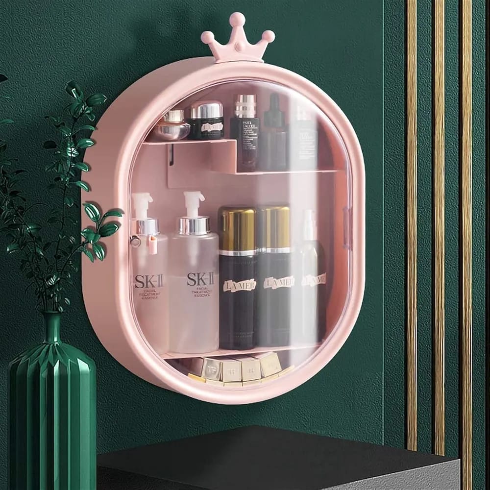 Wall Mounted Makeup Organizer-Pink Cosmetic Organizer Apricot