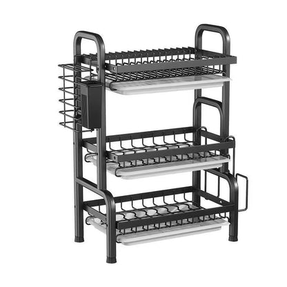 3-Tier-Dish Drying Rack & Utensil Holder(15256) Dish Rack Apricot