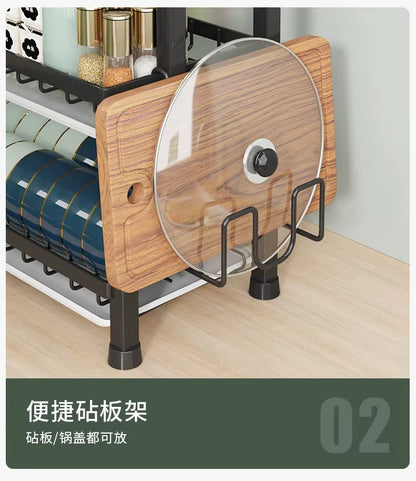 3-Tier-Dish Drying Rack & Utensil Holder(15256) Dish Rack Apricot