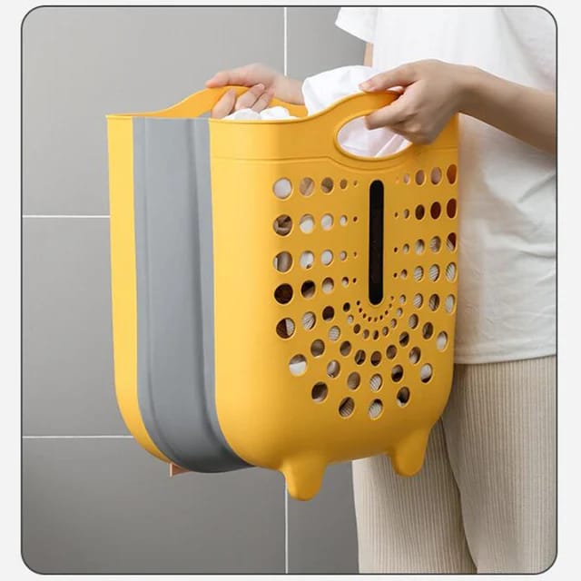 Collapsible Laundry Basket Apricot Yellow