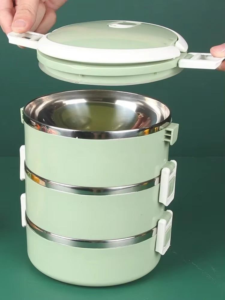 3 Layer Japanese-style Stainless Steel Lunch Box(SA2405-78) Apricot