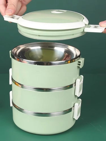 3 Layer Japanese-style Stainless Steel Lunch Box(SA2405-78) Apricot