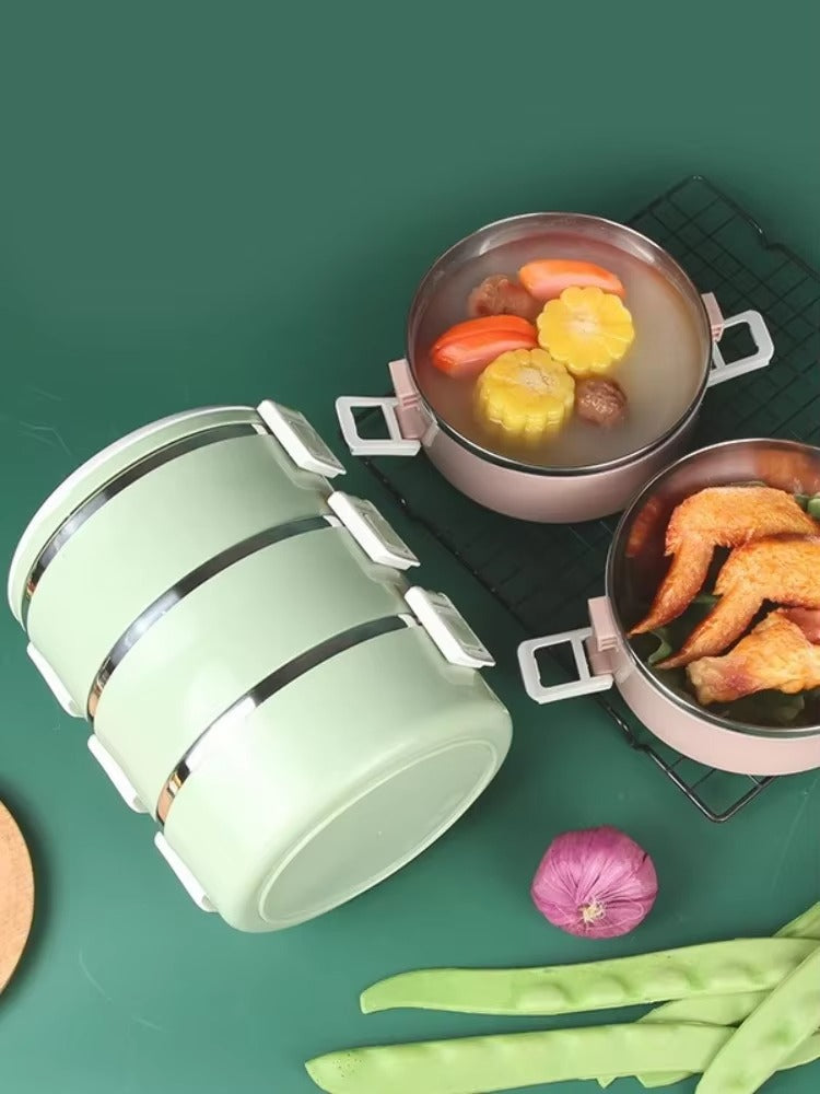 3 Layer Japanese-style Stainless Steel Lunch Box(SA2405-78) Apricot
