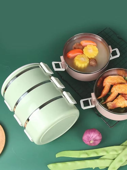 3 Layer Japanese-style Stainless Steel Lunch Box(SA2405-78) Apricot