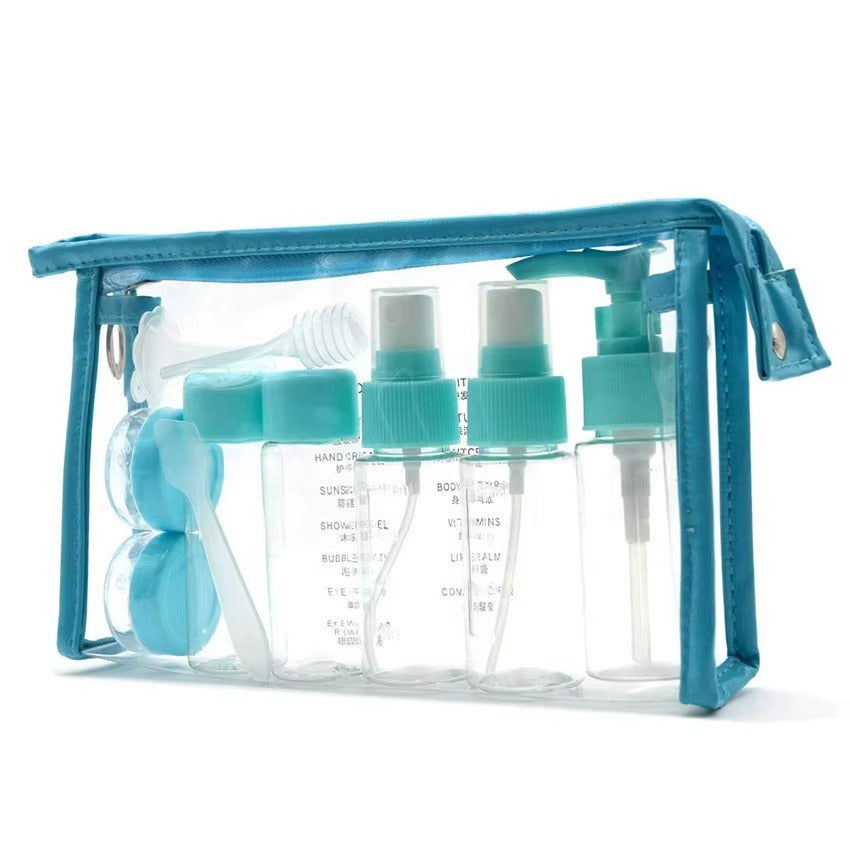 7PCs BPA Free Portable Toiletry Containers Set-(SA2405-178) Cosmetic Pouches Apricot Blue