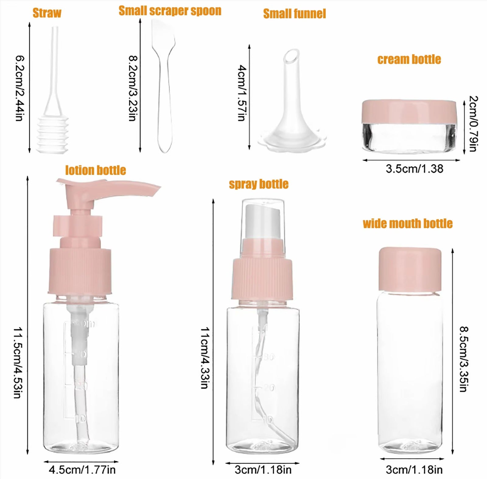 7PCs BPA Free Portable Toiletry Containers Set-(SA2405-178) Cosmetic Pouches Apricot