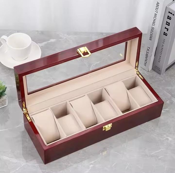 6 Slots Rose Wood Watch Organizer-SA2408-285 Watch box Apricot