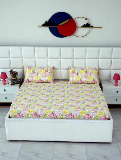 Fitted Bed Sheet-Peace Lily Fitted Sheets Apricot