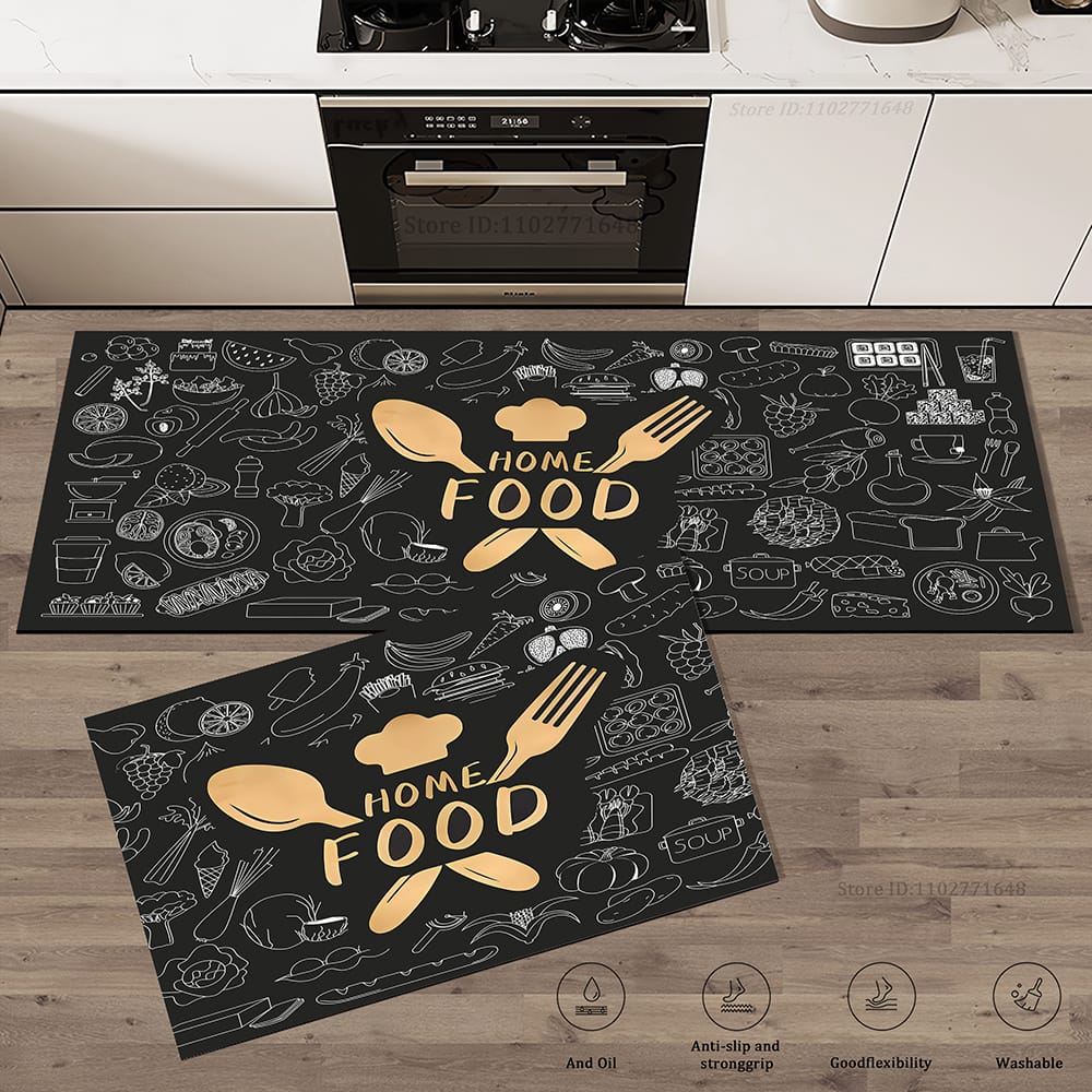 Premium Padded Anti slip Kitchen Mat Set-Home And Food Rugs Apricot