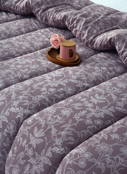 1 PC Double Winter Comforter-White Peonies Comforters Apricot