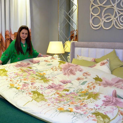 8 PCs Winter Razai Set-Delamere Comforters Apricot