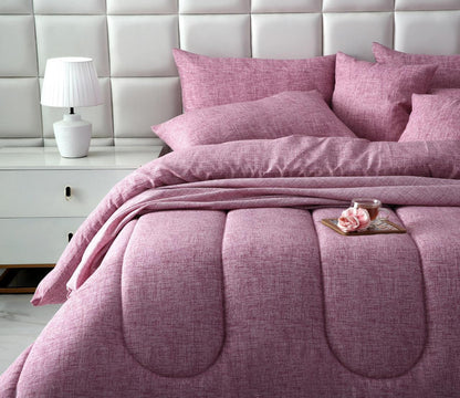 8 PCs Winter Razai Set-Pink Texture Comforters Apricot