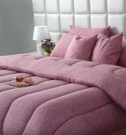 8 PCs Winter Razai Set-Pink Texture Comforters Apricot