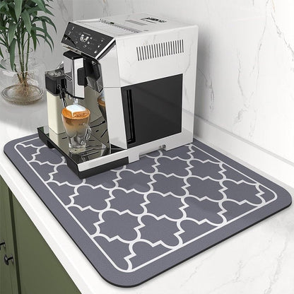 Anti Slip Dish Drying Mat-Grey Geometric Rugs Apricot