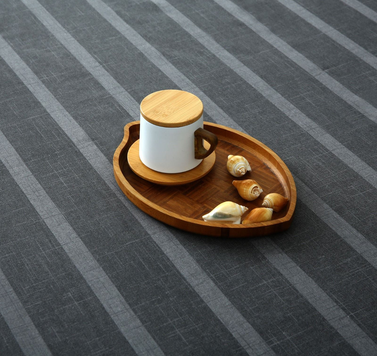 Fitted Bed Sheet- Ash Grey Stripes Fitted Sheets Apricot