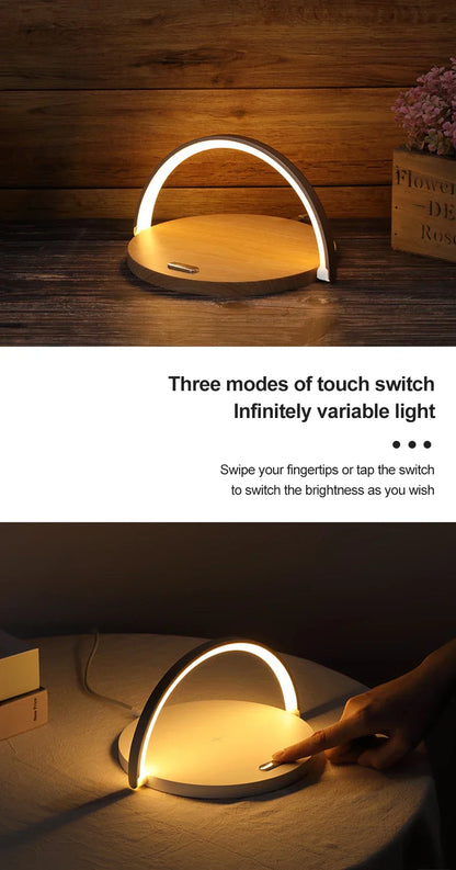 Wireless Charging Pad and LED Lamp-SA2405-185 Wooden Texture Mobile Accessories Apricot