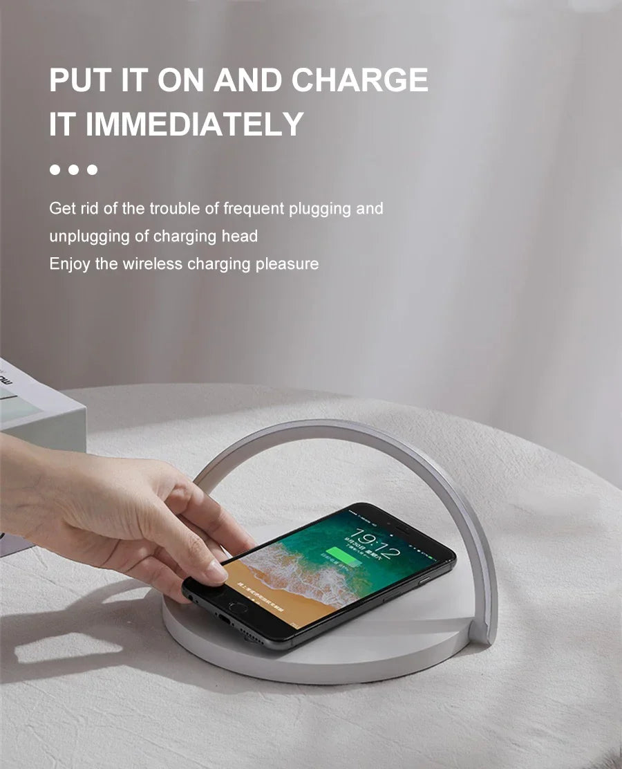 Wireless Charging Pad and LED Lamp-SA2405-185 Wooden Texture Mobile Accessories Apricot