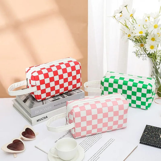 Women Waterproof PU Leather Cosmetic Storage Bags Chess-SA2405-115 Cosmetic Pouches Apricot