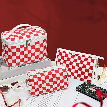 Women Waterproof PU Leather Cosmetic Storage Bags Chess-SA2405-115 Cosmetic Pouches Apricot