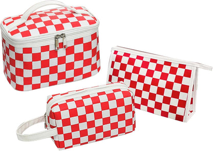 Women Waterproof PU Leather Cosmetic Storage Bags Chess-SA2405-115 Cosmetic Pouches Apricot