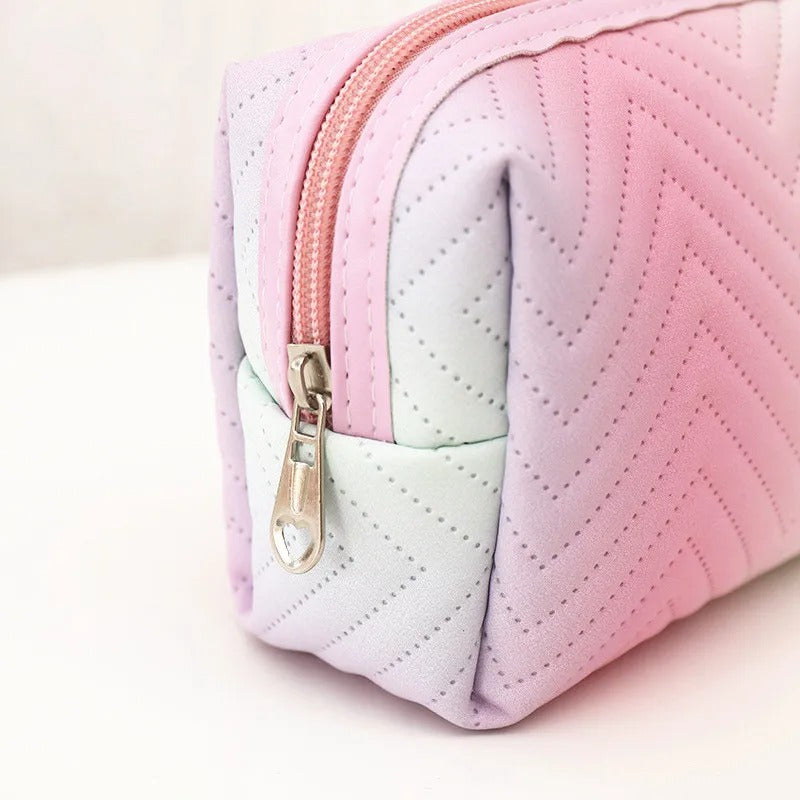 Women Waterproof PU Leather Gradient Cosmetic Storage Bags-(SA2405-111) Cosmetic Pouches Apricot