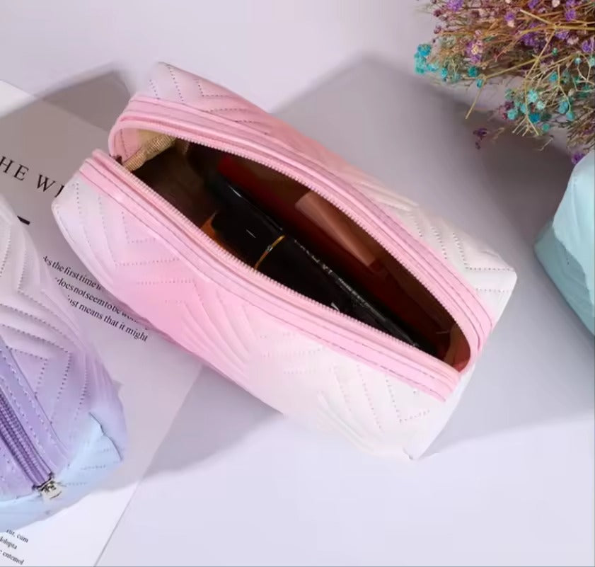 Women Waterproof PU Leather Gradient Cosmetic Storage Bags-(SA2405-111) Cosmetic Pouches Apricot